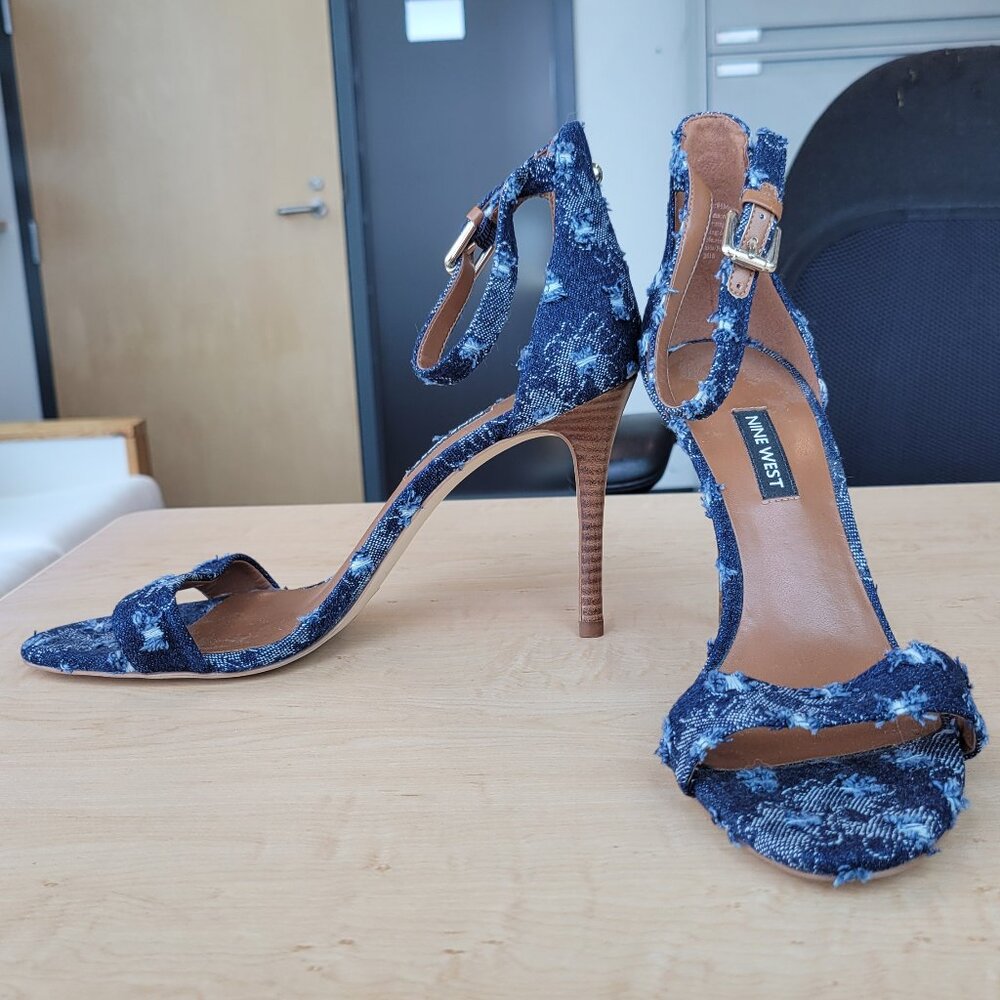 Nine West Distressed Denim Heels